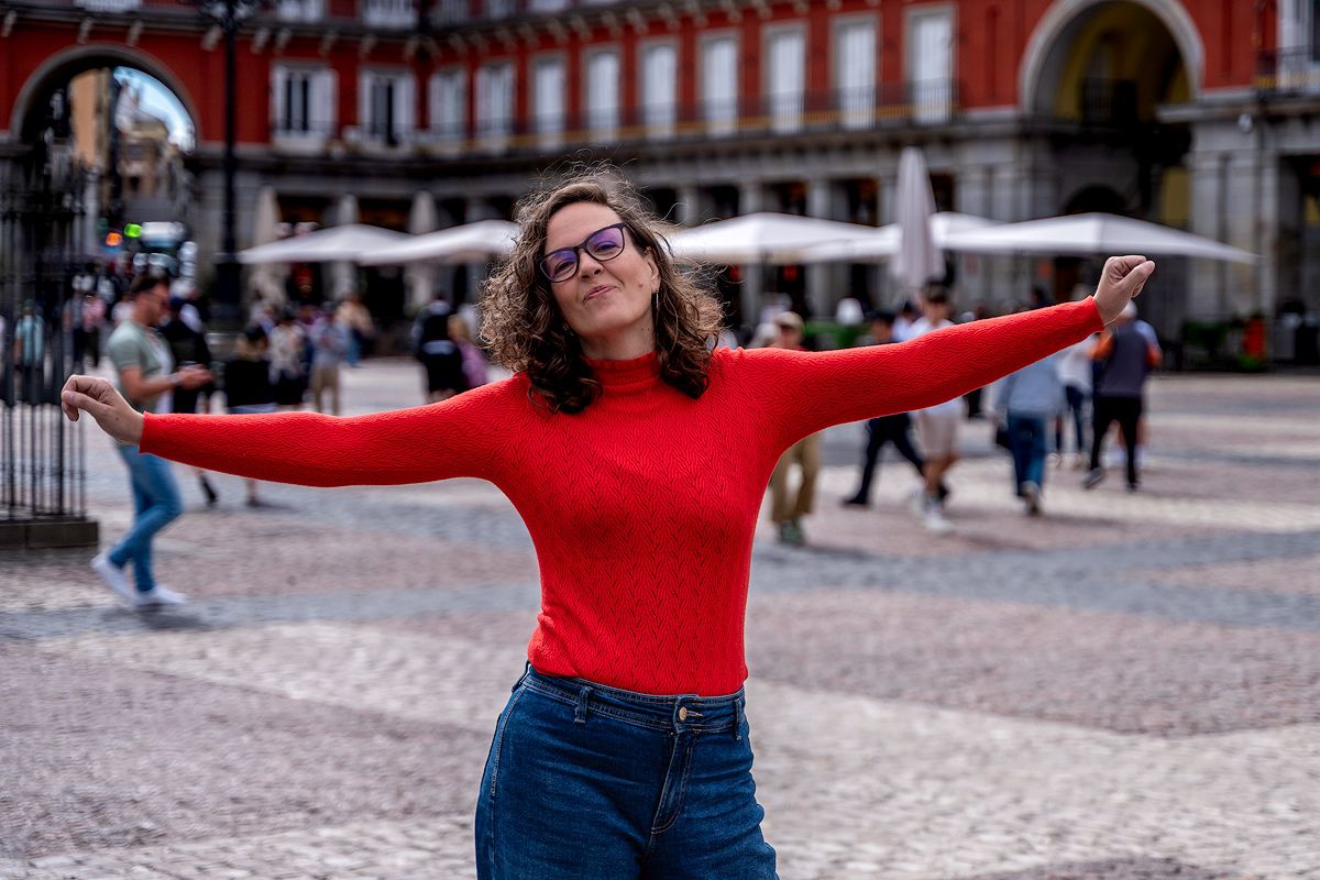 Fotografia de book profesional en la Plaza Mayor de Madrid